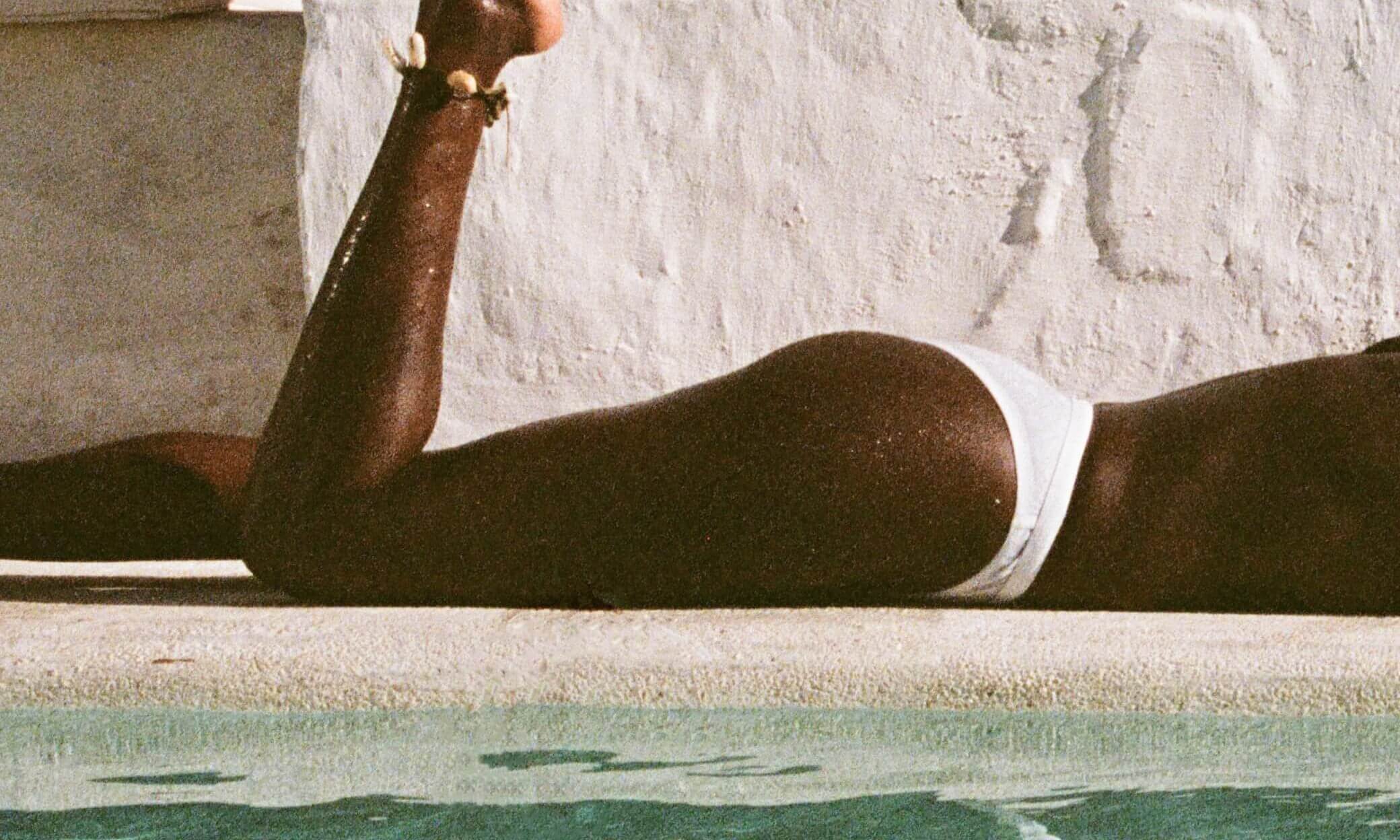 woman by pool